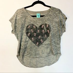 Skull heart cotton shirt